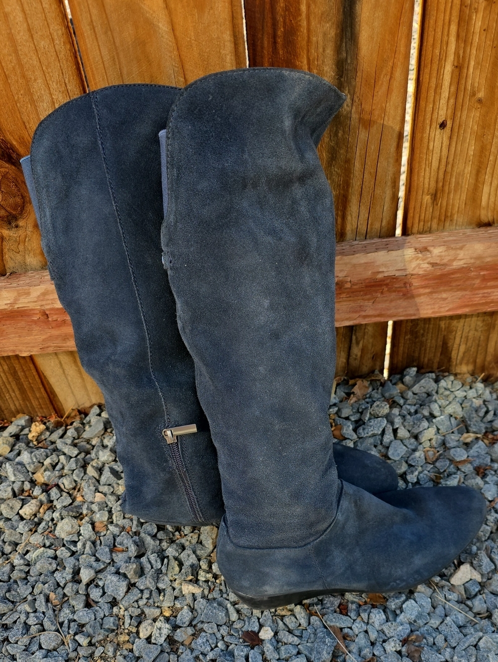 Bandolino Blue Suede Over-the-Knee Heeled Boots